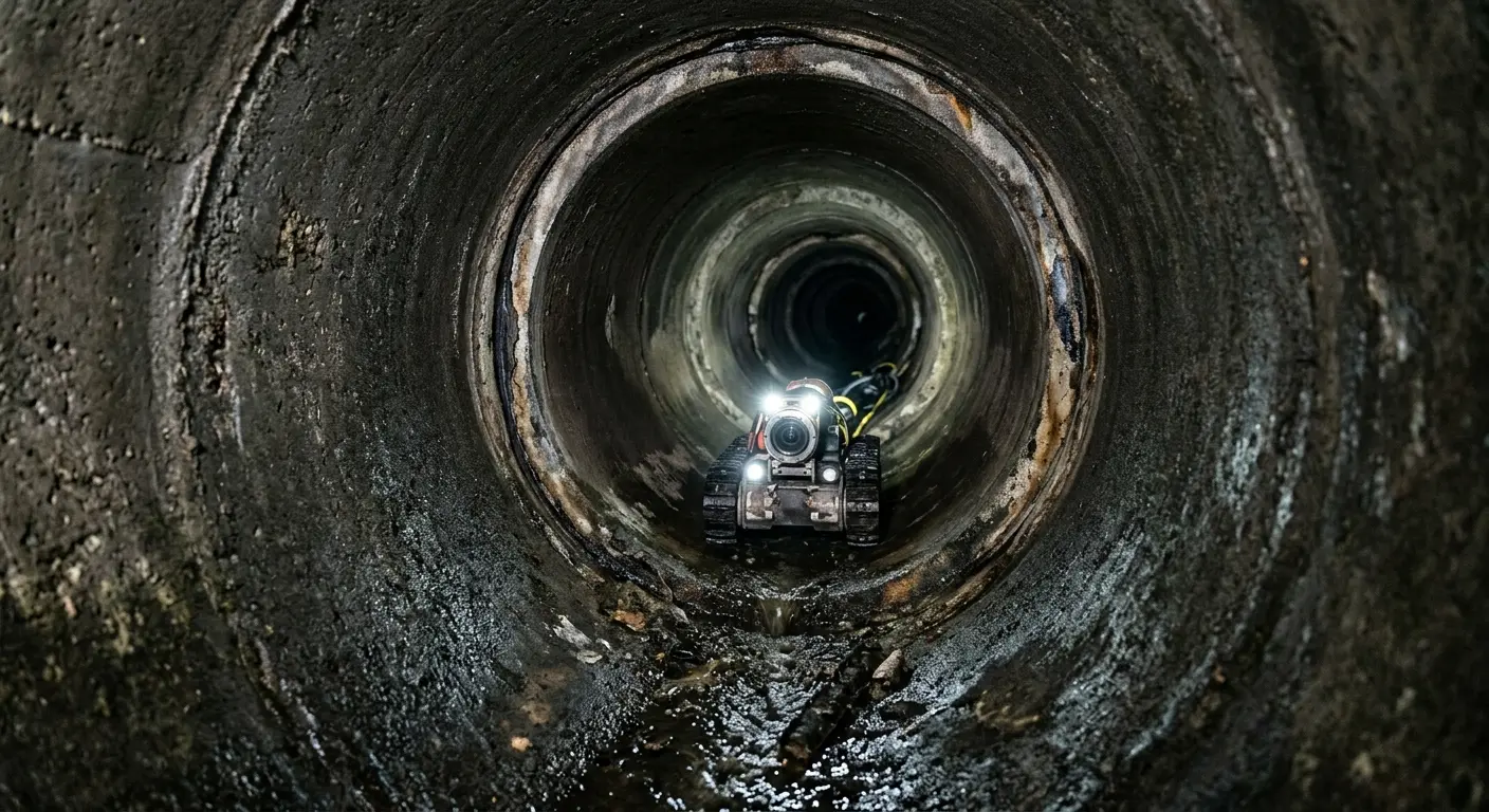 Robotic sewer camera inspecting pipe interior for Sewer Line Cleaning in Ligonier